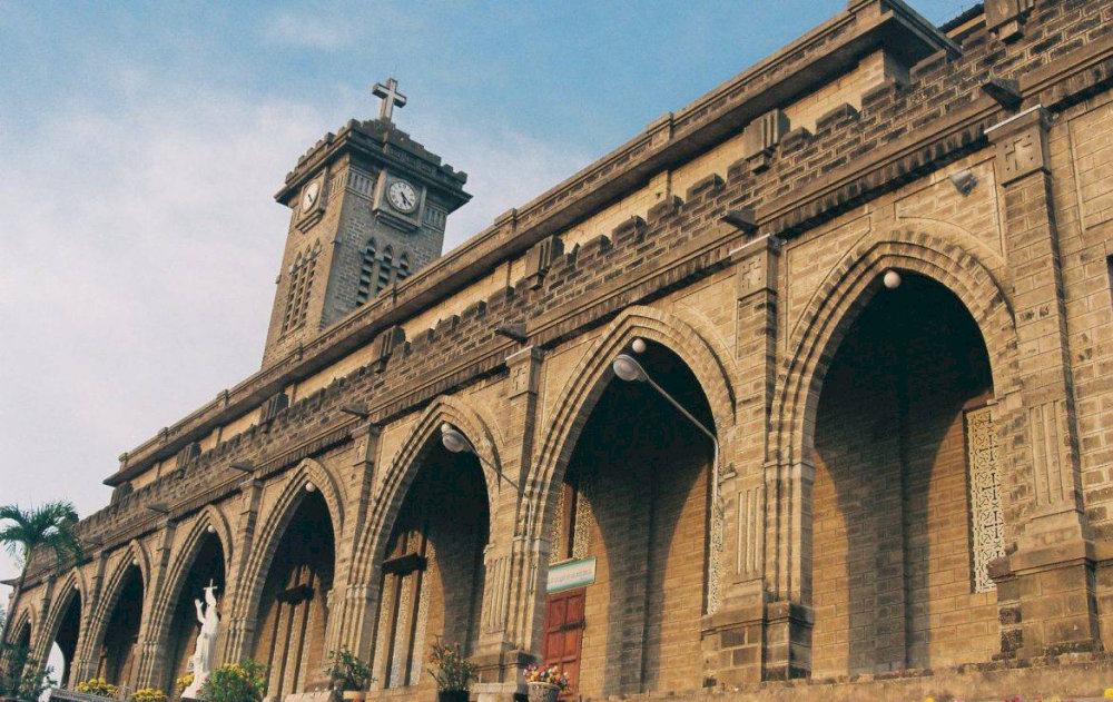 Nha Trang Cathedral is a functioning Catholic church with French colonial architecture